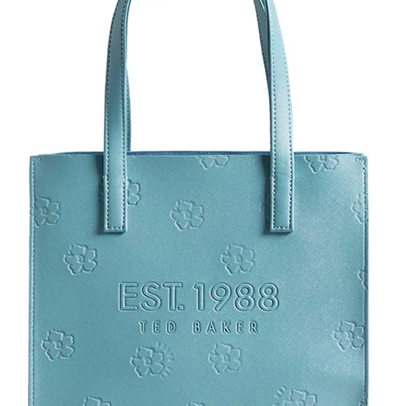 Ted Baker Lukicon Small Debossed Floral Tote Bag in Mint Green - Picture 2 of 6